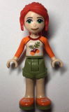 LEGO frnd289 Friends Mia, Olive Green Shorts, White Top with Orange Sleeves and Acorns